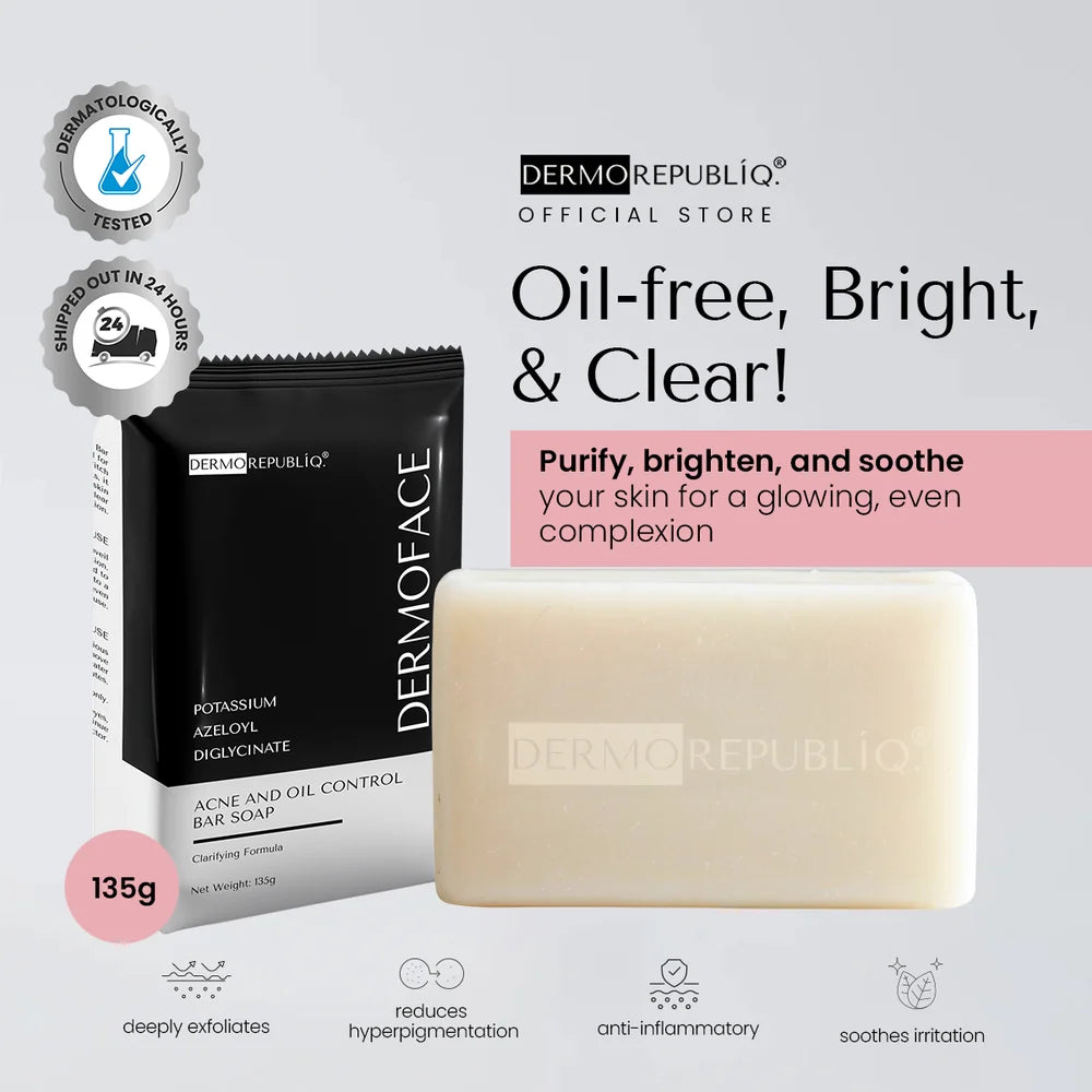 Dermorepubliq DermoFace Potassium Azeloyl Diglycinate - Acne & Oil Control Bar Soap 135g