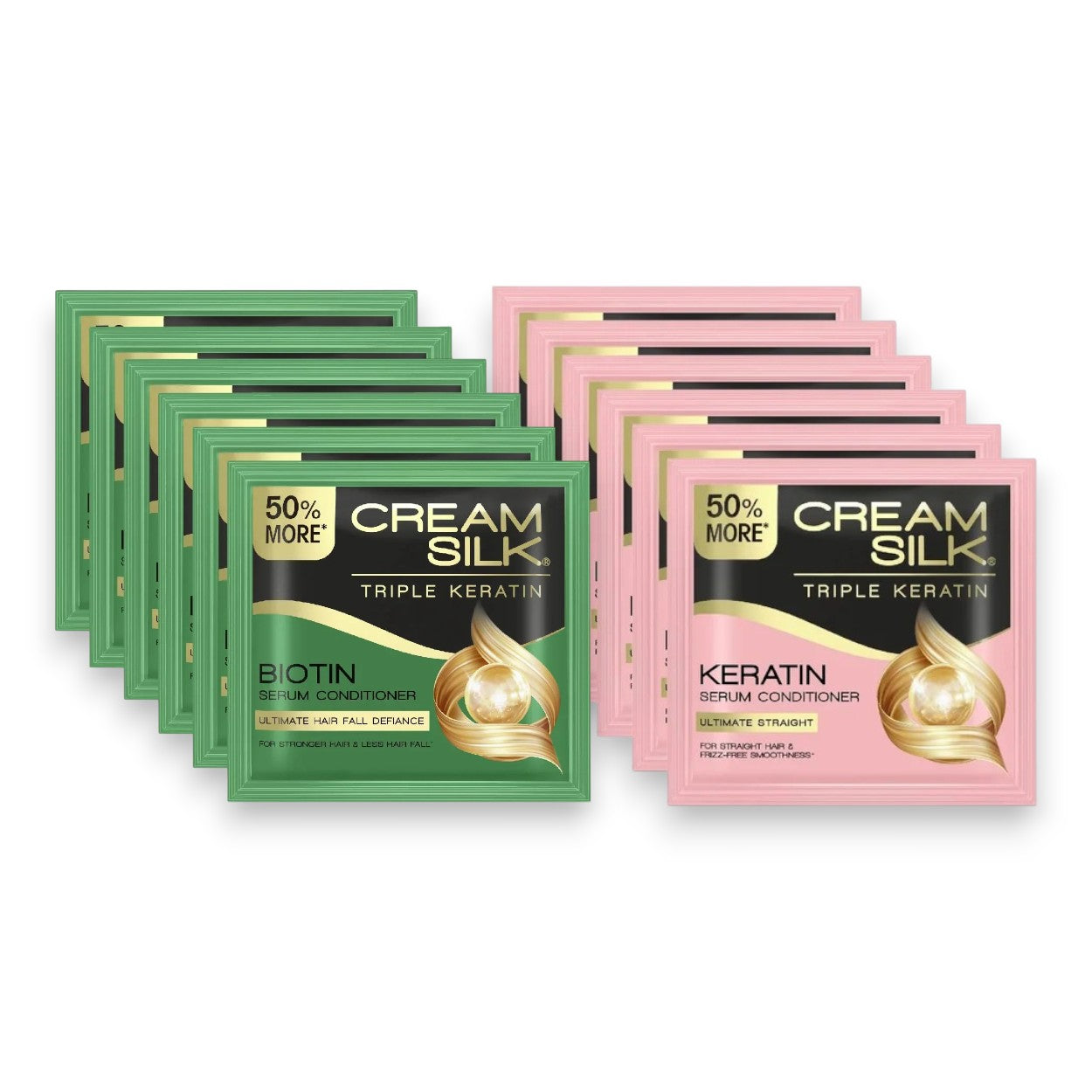 CREAMSILK Triple Keratin Rescue Ultimate Straight and Hair Fall Defense Conditioner 10mlx6s