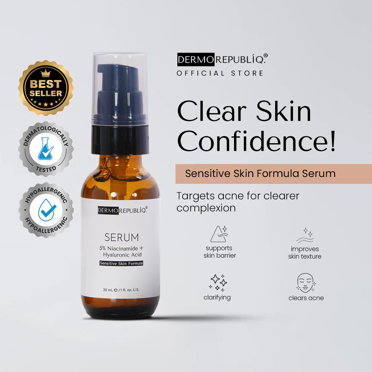 Dermorepubliq Serum 5% Niacinamide + Hyaluronic Acid 30ml