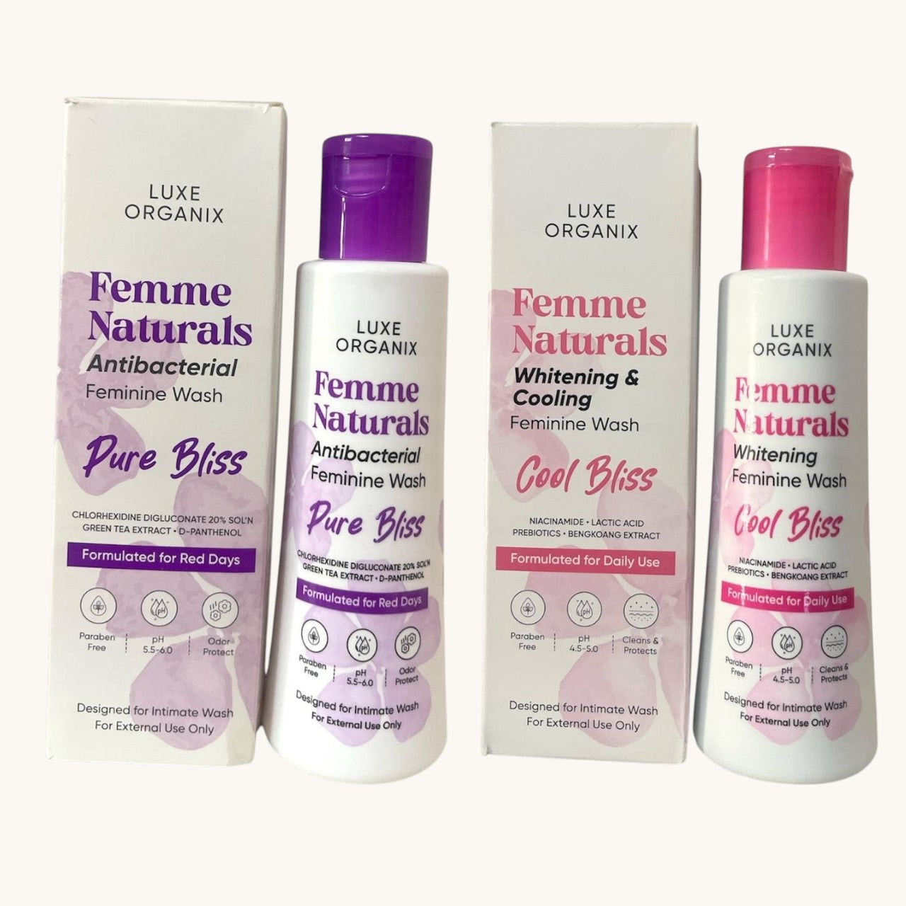 LUXE ORGANIX Femme Naturals Cool Bliss &  Pure Bliss 120ml