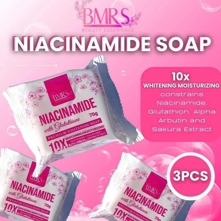 2 BMRS Niacinamide with Glutathione Premium Whitening Soap, 70G/BAR