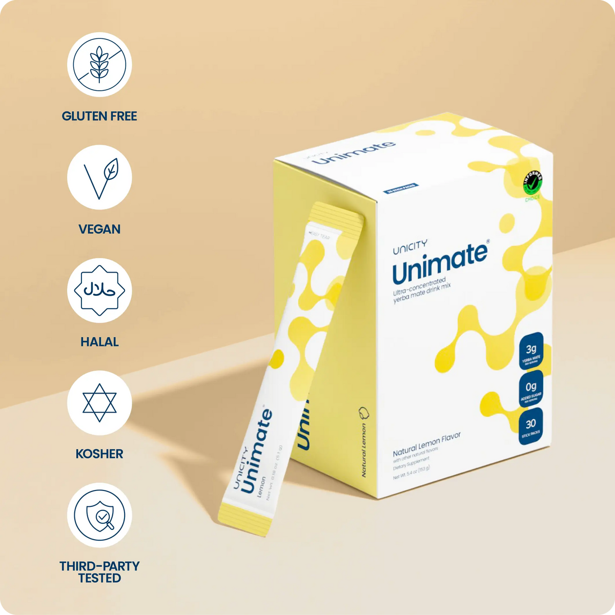 Unicity Unimate - Lemon , Lemon Ginger & Raspberry Pomegranate Flavor