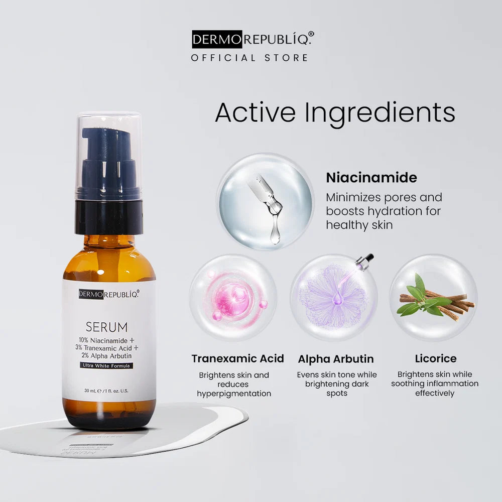 Dermorepubliq 10% Niacinamide +3% Tranexamic Acid +2% Alpha Arbutin Ultra White Serum 30ml