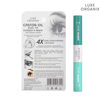 LUXE ORGANIX Castor Oil Dual Tip Eyelash &  Brow Growth Serum 12ml