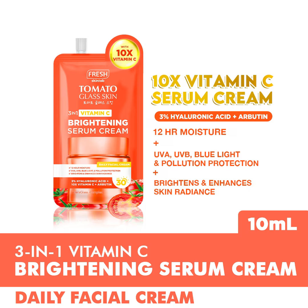 FRESH SKINLAB Tomato Glass Skin 3 in 1 Vitamin C Brightening Serum Cream SPF 30 10ml
