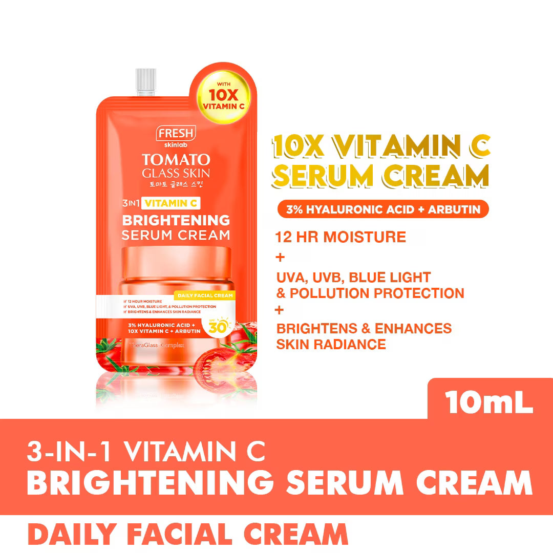 FRESH SKINLAB Tomato Glass Skin 3 in 1 Vitamin C Brightening Serum Cream SPF 30 10ml