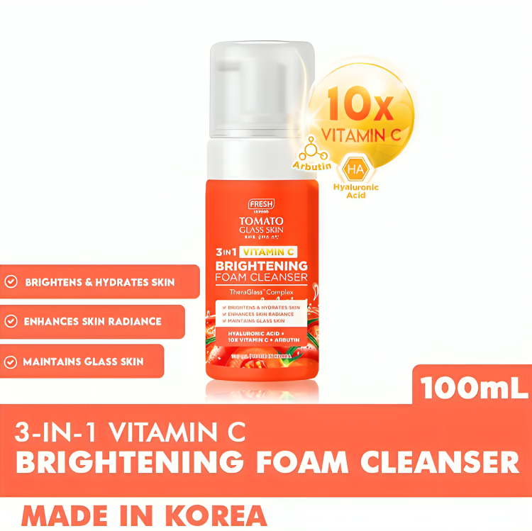 FRESH SKINLAB Tomato Glass Skin 3-in-1 Vitamin C Brightening Foam Cleanser 100ml