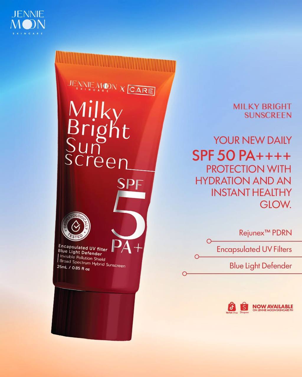 Jennie Moon x Care Milky Bright Sunscreen SPF 50 PA++++