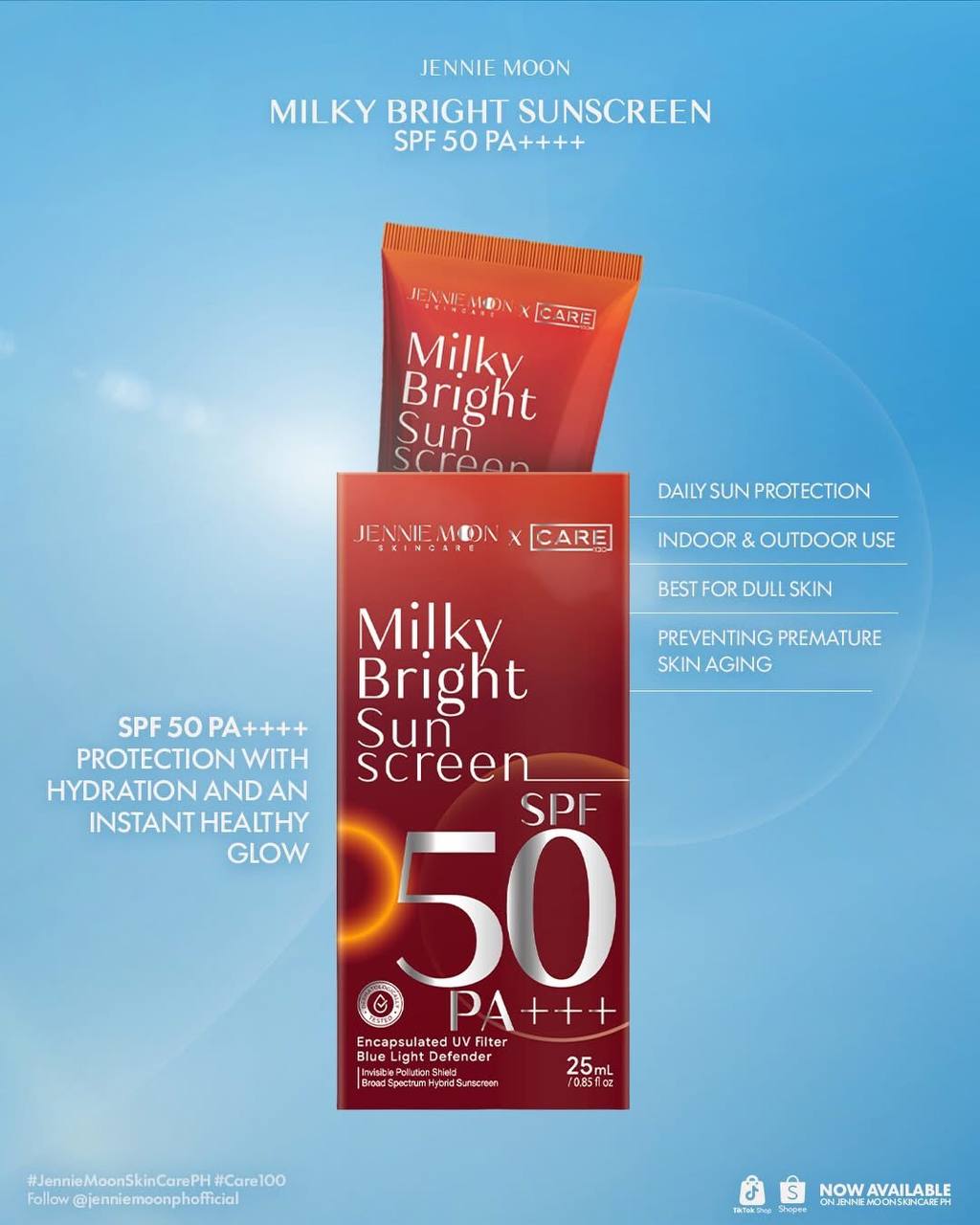 Jennie Moon x Care Milky Bright Sunscreen SPF 50 PA++++