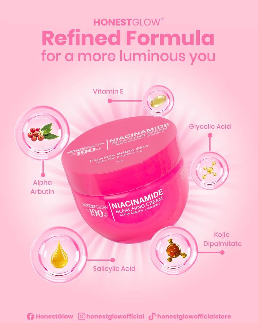 HONEST GLOW Niacinamide Bleaching Cream 250g