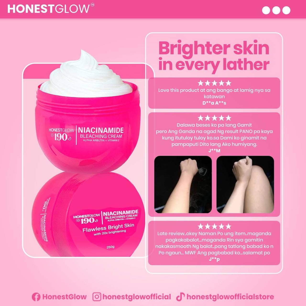 HONEST GLOW Niacinamide Bleaching Cream 250g