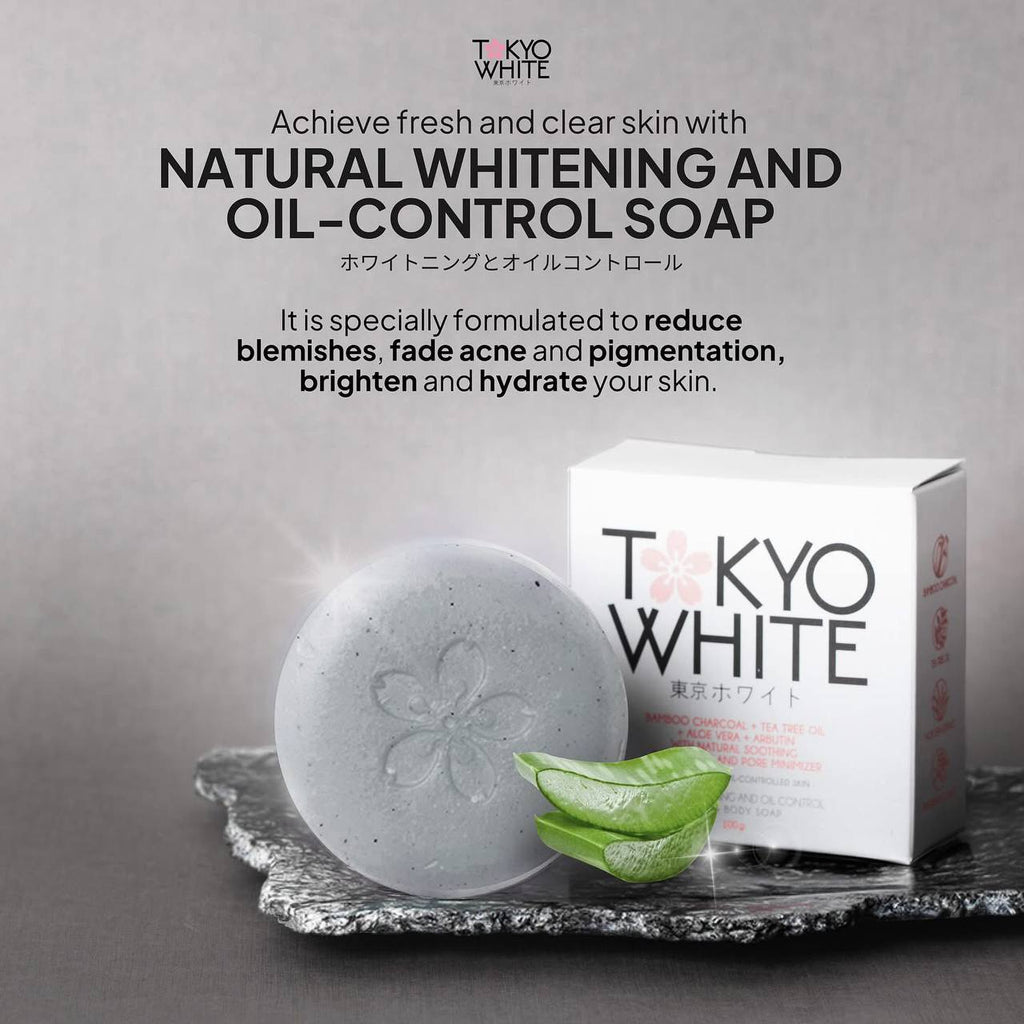 TOKYO WHITE - Bamboo Charcoal + Tea Tree Oil +  Aloe Vera + Arbutin Soap