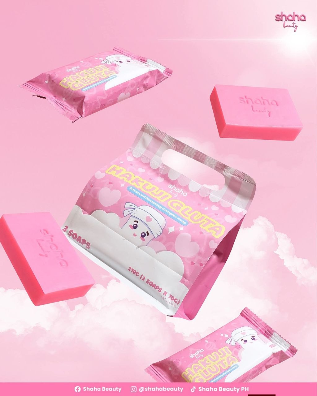 Shaha Beauty Hakuji Gluta Soap (3 Bars x 70g)