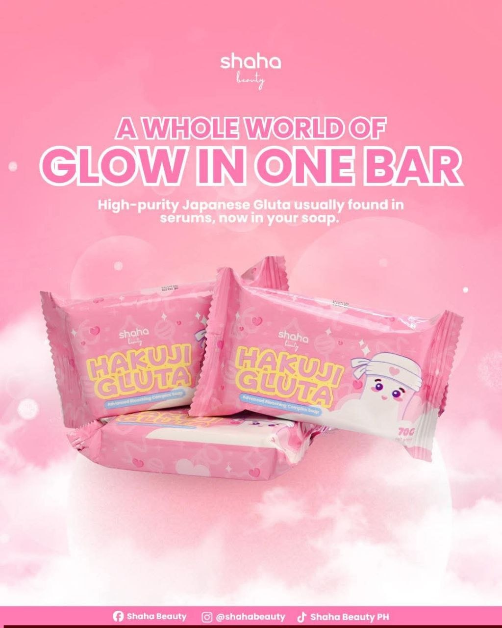 Shaha Beauty Hakuji Gluta Soap (3 Bars x 70g)