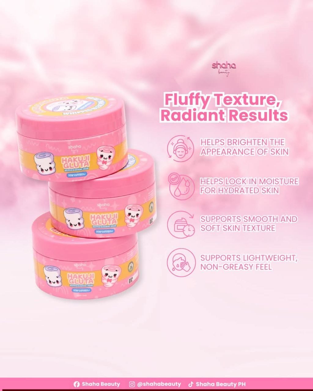 Shaha Beauty Hakuji Gluta Marshmallow Whipped Bleaching Cream 200ml