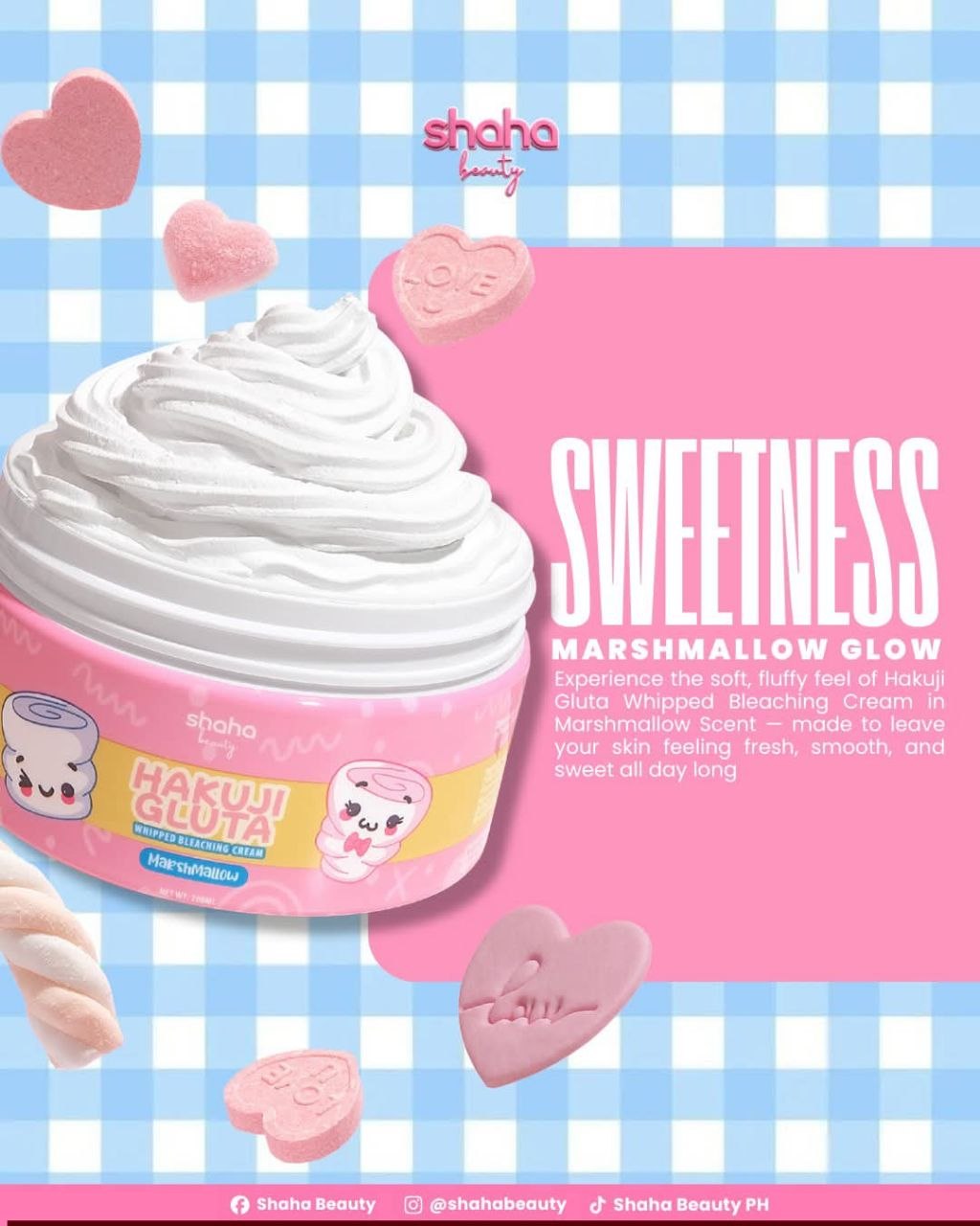Shaha Beauty Hakuji Gluta Marshmallow Whipped Bleaching Cream 200ml