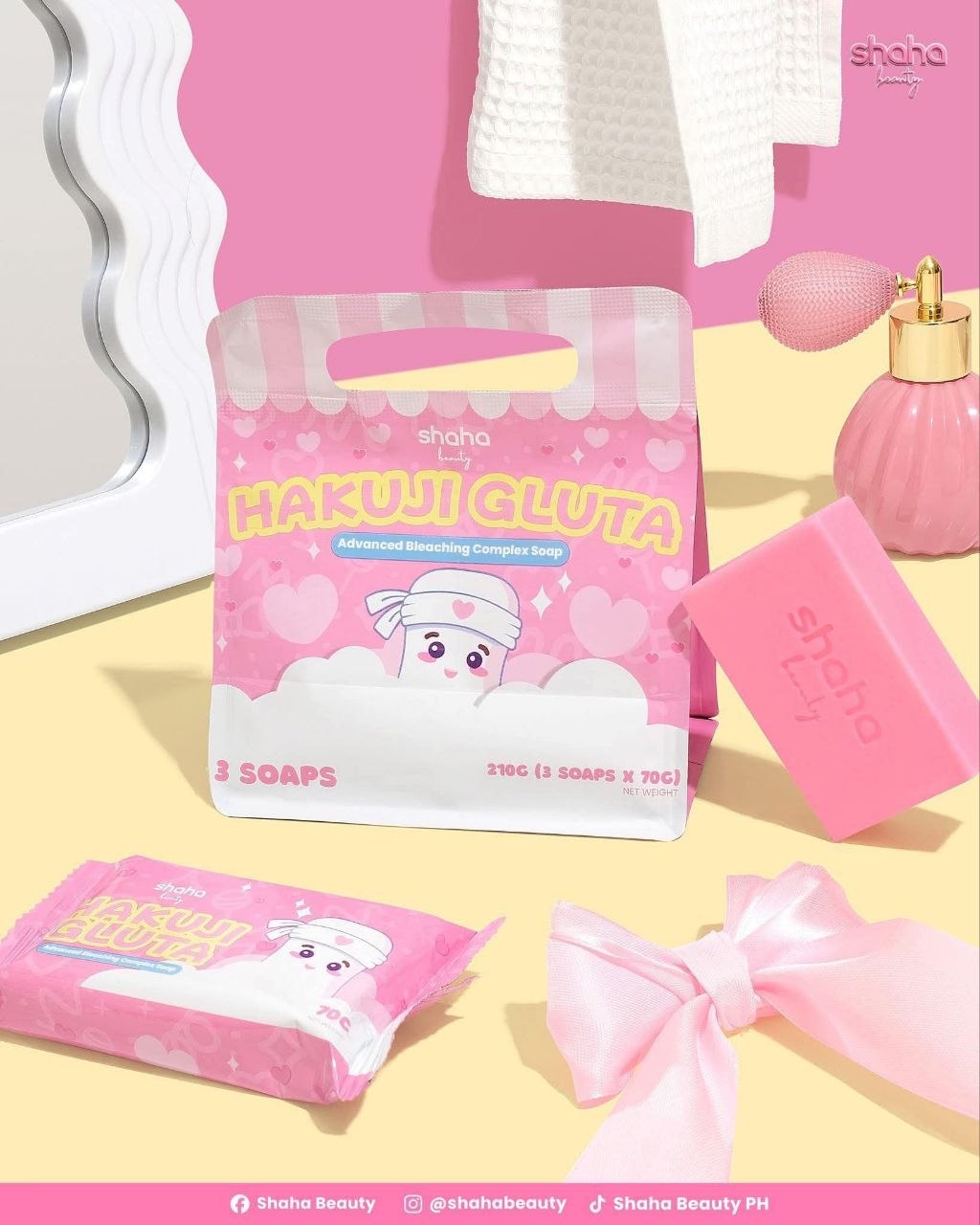Shaha Beauty Hakuji Gluta Soap (3 Bars x 70g)