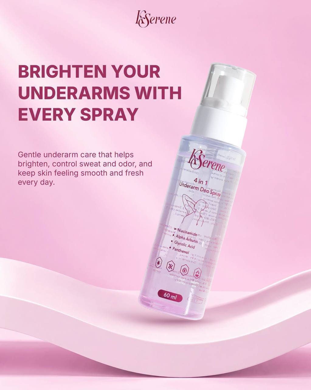 KSerene 4 in 1 Underarm Deo Spray 60ml