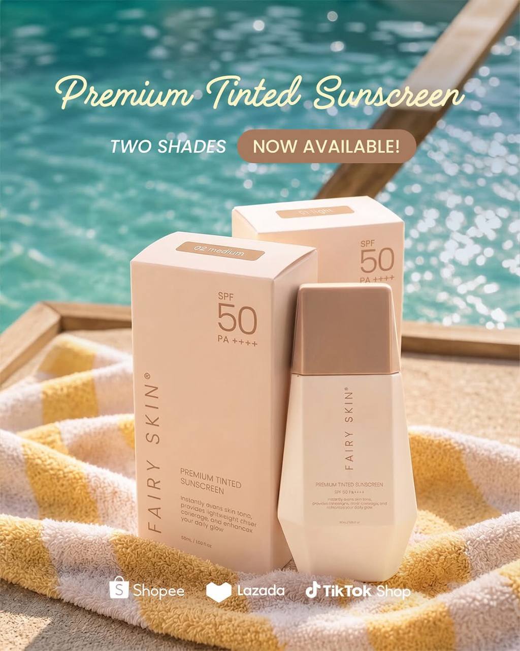 FAIRY SKIN Tinted Sunscreen 50g (Light & Medium)