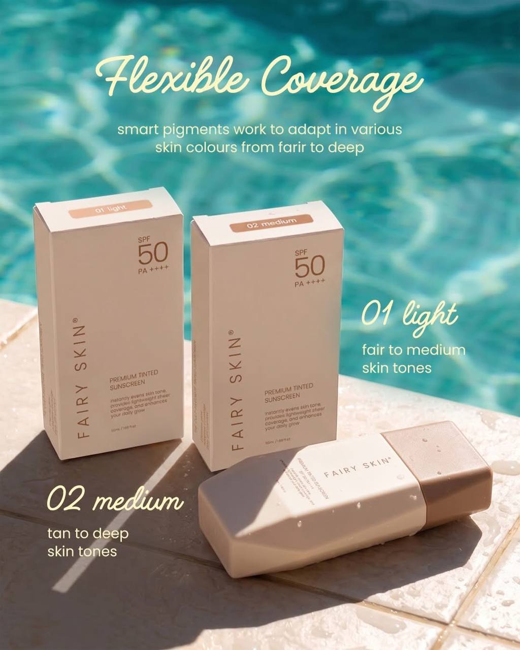FAIRY SKIN Tinted Sunscreen 50g (Light & Medium)