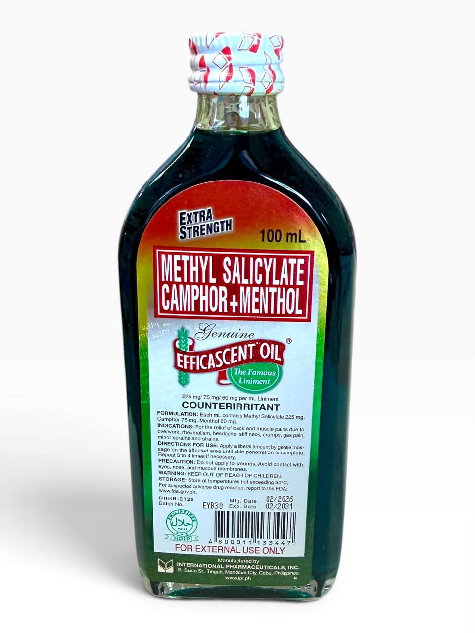 Efficascent Oil - Methyl Salicylate Camphor + Menthol (Extreme & Extra Strength) 100ml