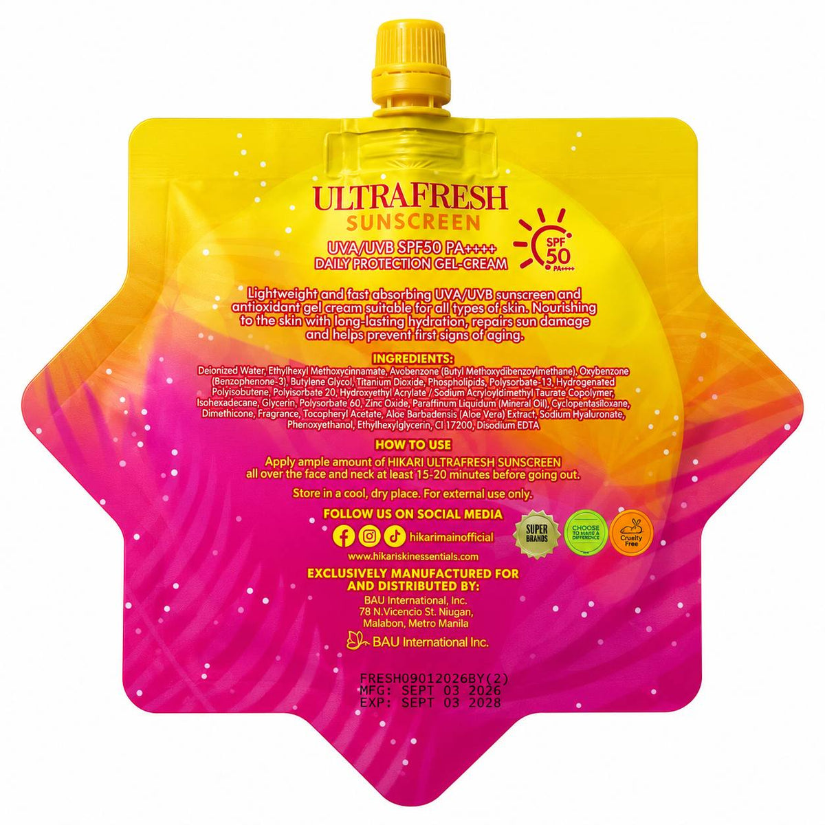 Hikari Skin Essentials Ultra Fresh Sunscreen Gel-Cream 50g ( NEW PACKAGING)