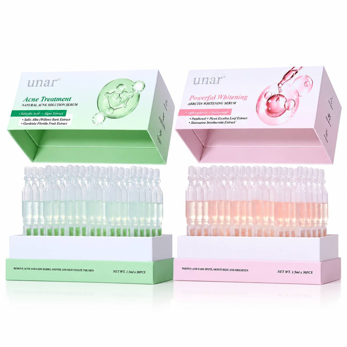 Unar Alpha Arbutin Ampoule Face Serum - Whitening & Acne Treatment Serum