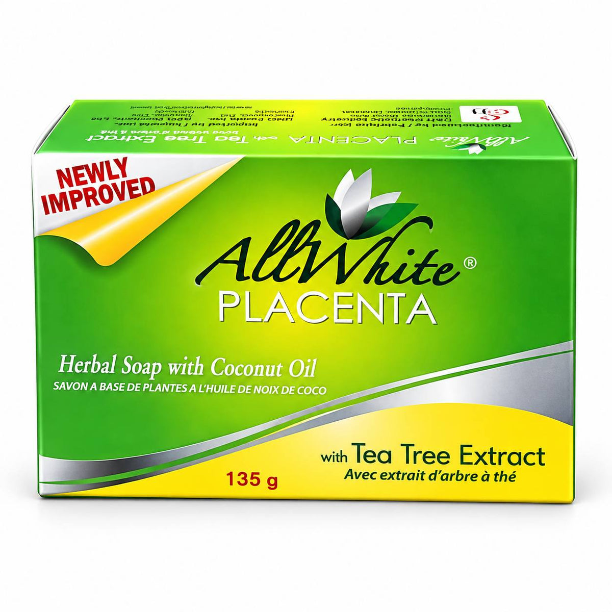 All White Placenta Herbal Soap with Coconut Oil & Tea Tree Extract 135g