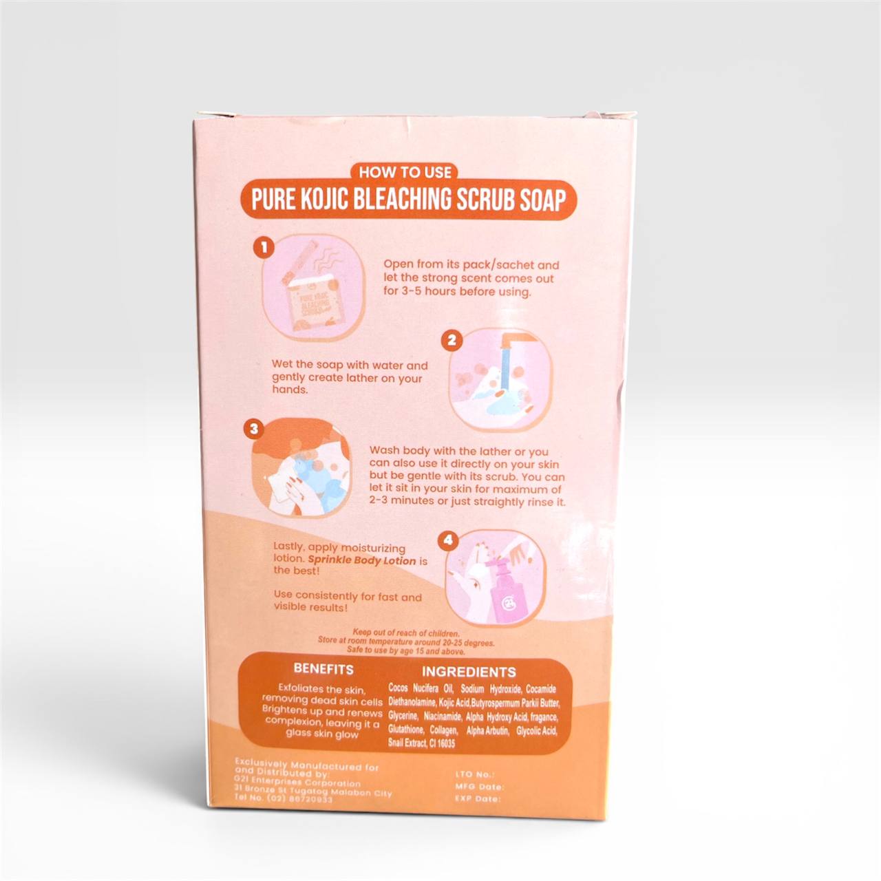 Pure Kojic Bleaching Scrub Soap 1 Box (10pcs x 60g )