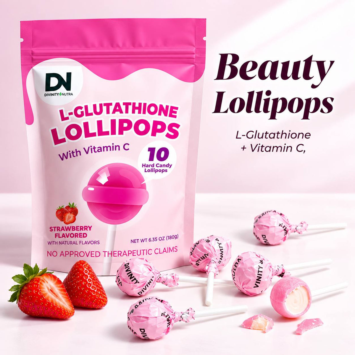 Divinity Nutra L-Glutathione Beauty Lollipops with Vitamin C