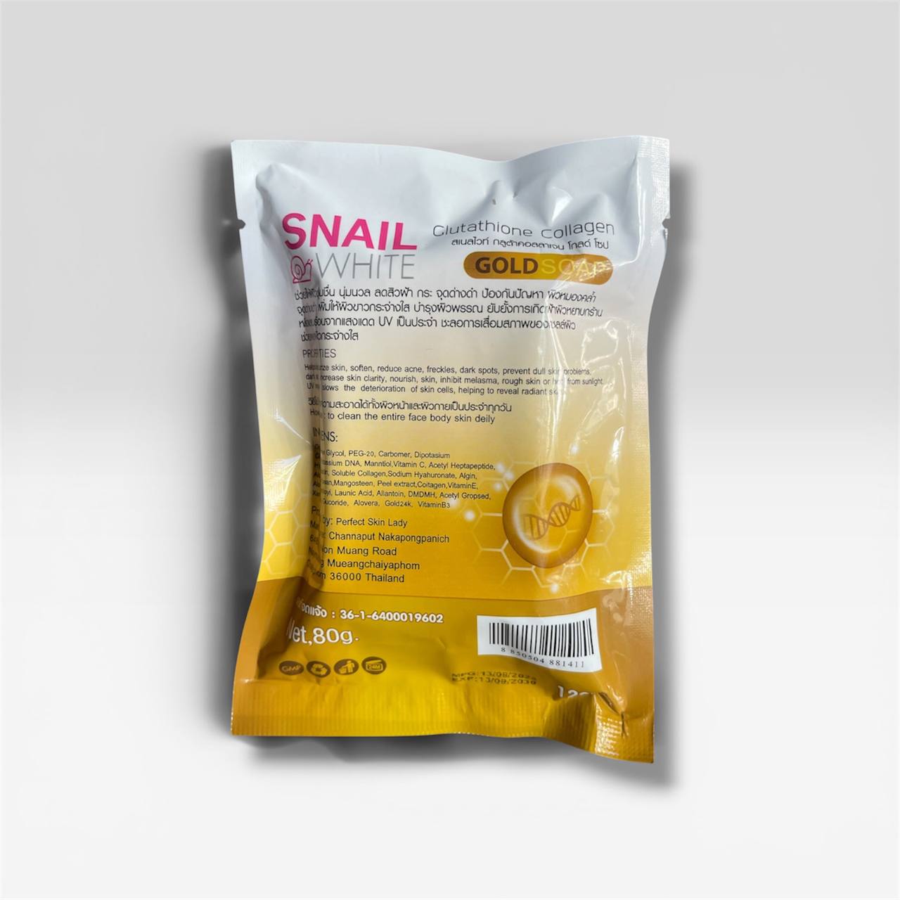 Perfect Skin Lady Snail White Gold Soap Glutathione Collagen 20x Whitening