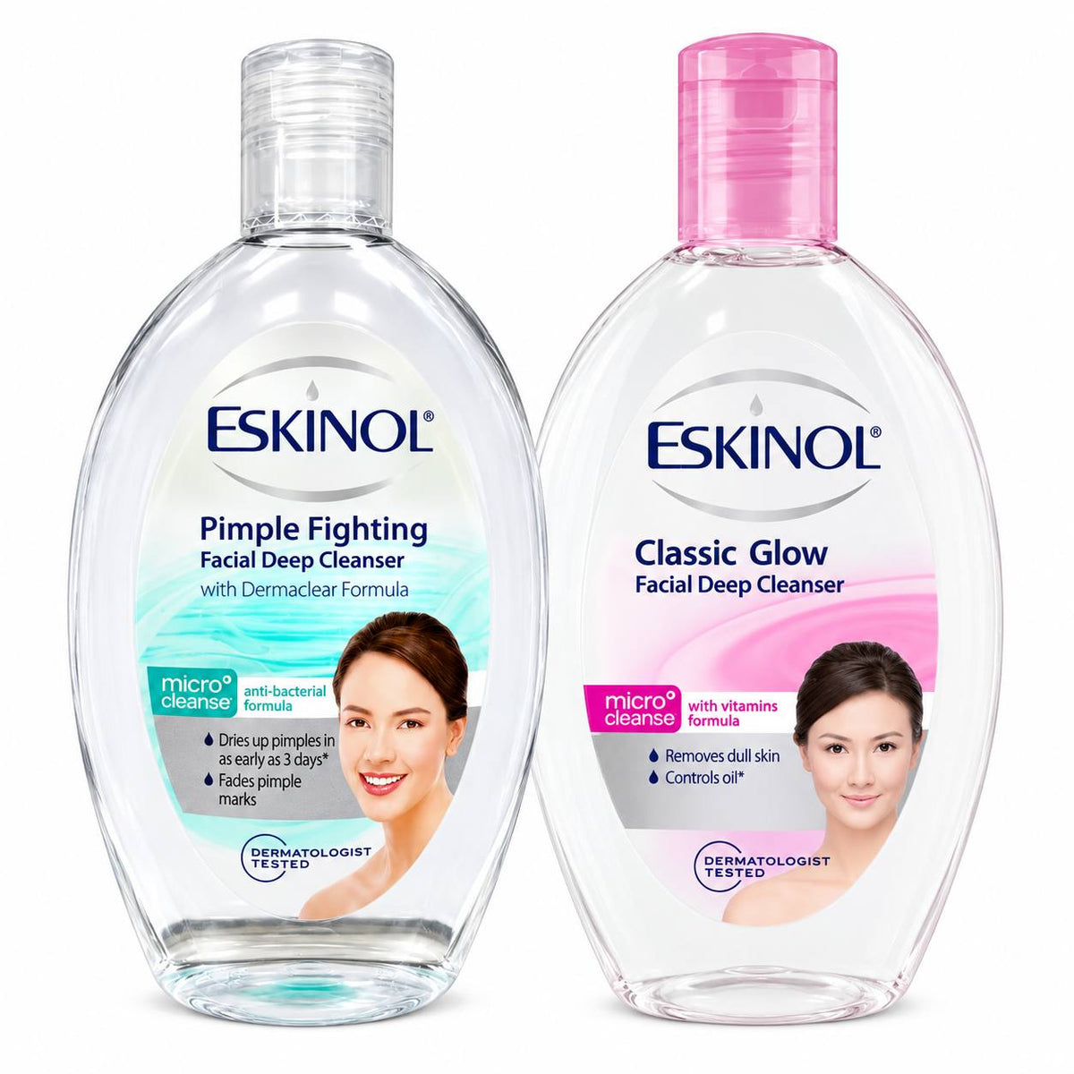 Eskinol Facial Deep Cleanser 225ml ( Classic Glow & Pimple Fighting)