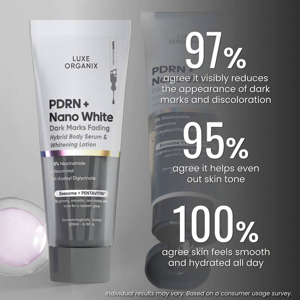 Luxe Organix PDRN + Retinal & PDRN + Nano White Hybrid Body Serum & Whitening Lotion 200ml