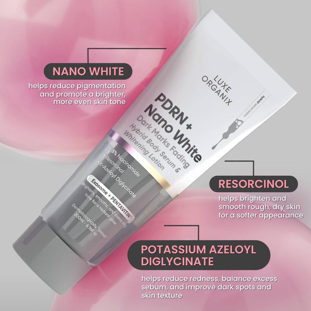 Luxe Organix PDRN + Retinal & PDRN + Nano White Hybrid Body Serum & Whitening Lotion 200ml