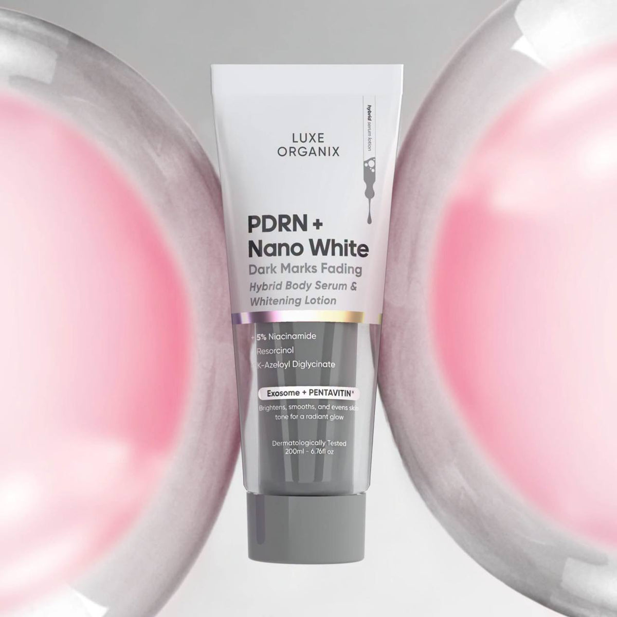 Luxe Organix PDRN + Retinal & PDRN + Nano White Hybrid Body Serum & Whitening Lotion 200ml