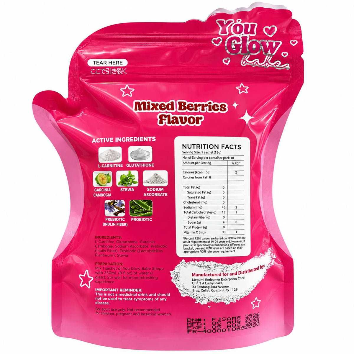 YOU GLOW BABE - Shepu Appu Juice Mixed Berries & Tropical Punch