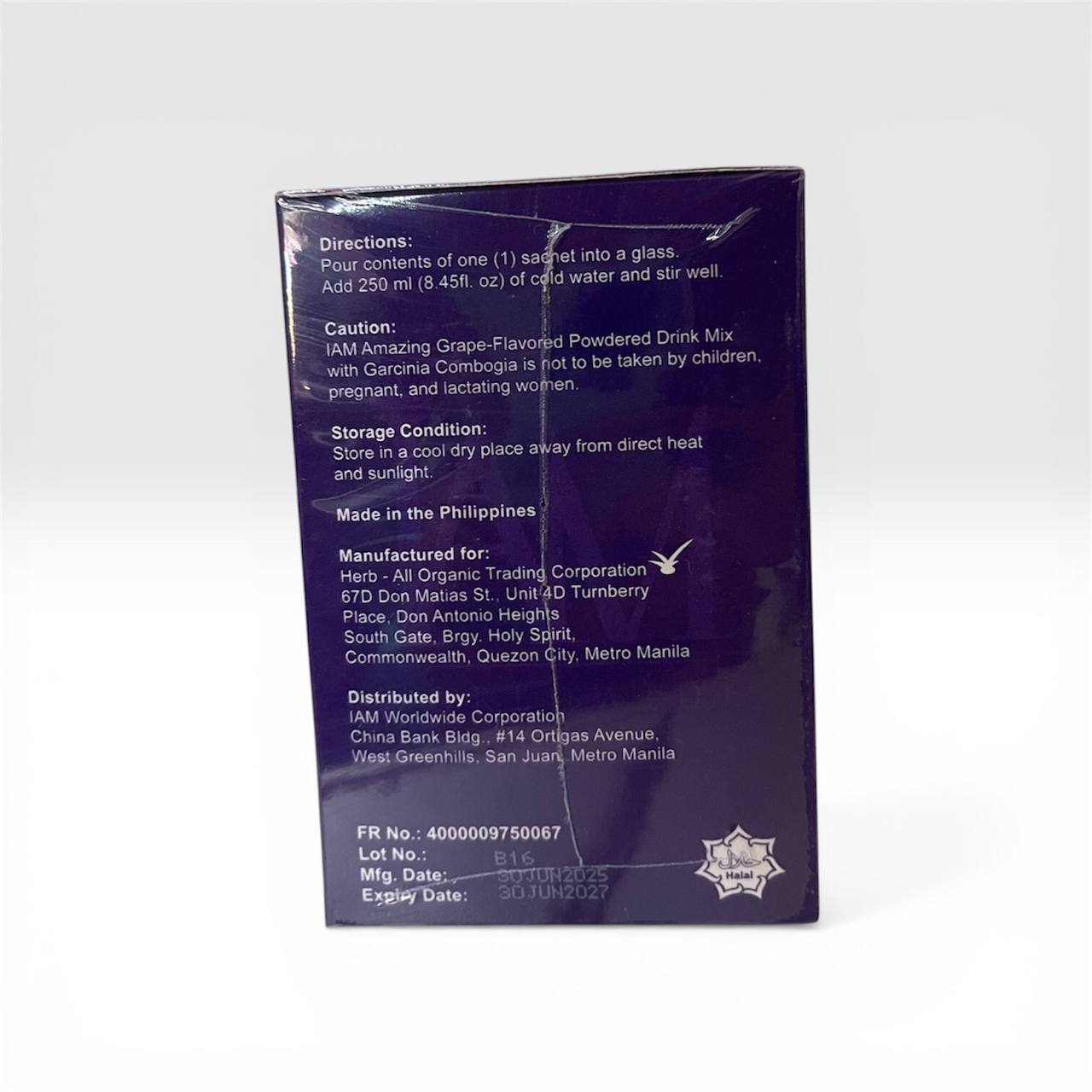 IAM WORLDWIDE Amazing Grape Flavored Powdered Drink Mix (10 sachets x 15g)