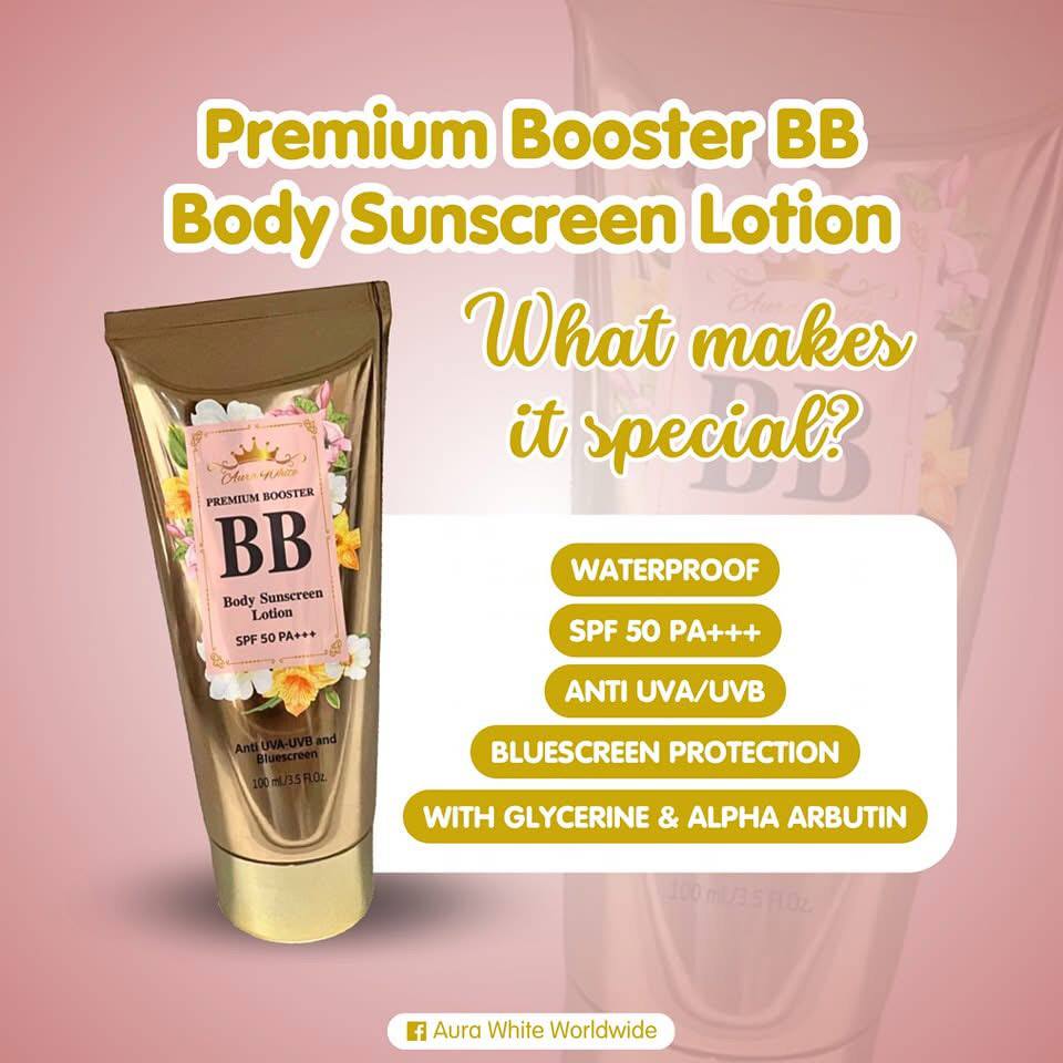 AURA WHITE PREMIUM BOOSTER BB Body Sunscreen Lotion 100 ML