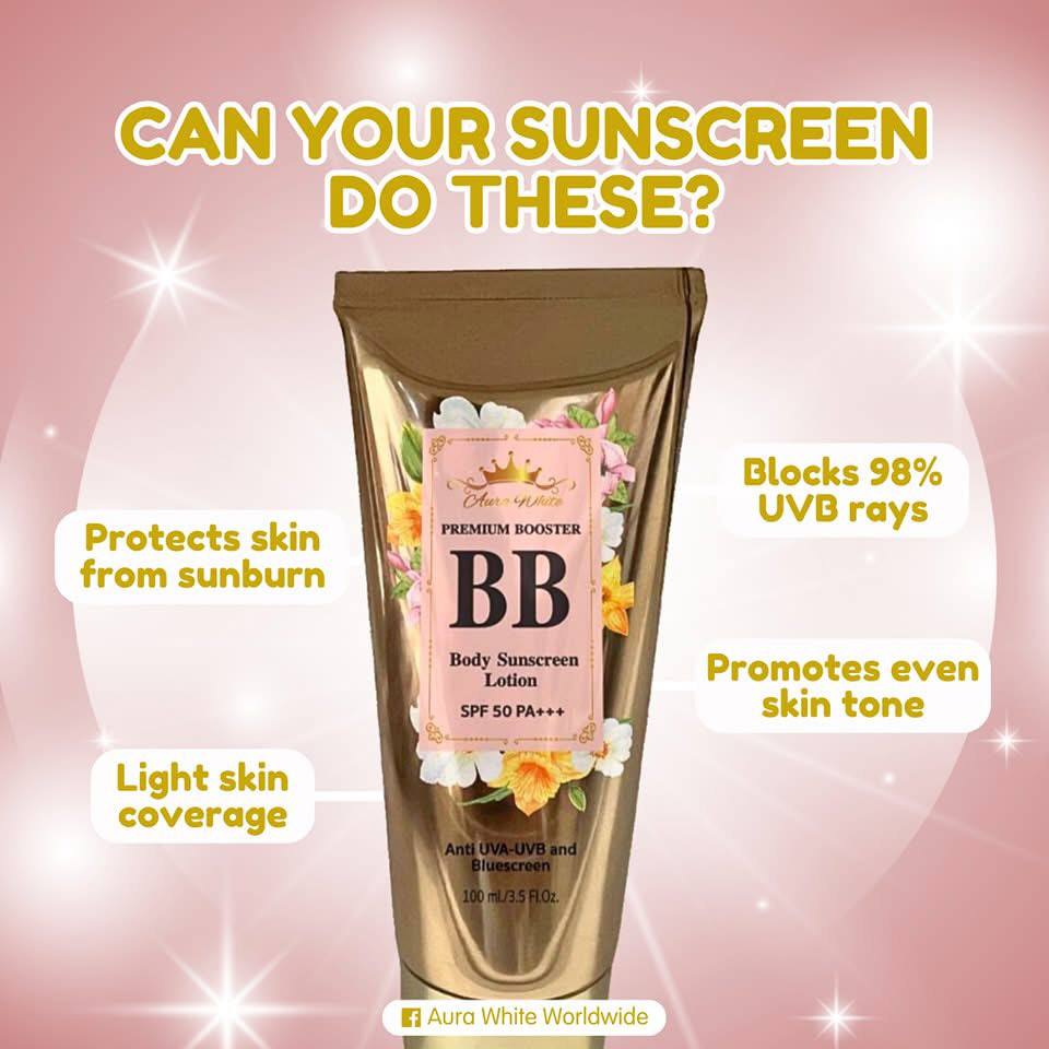 AURA WHITE PREMIUM BOOSTER BB Body Sunscreen Lotion 100 ML