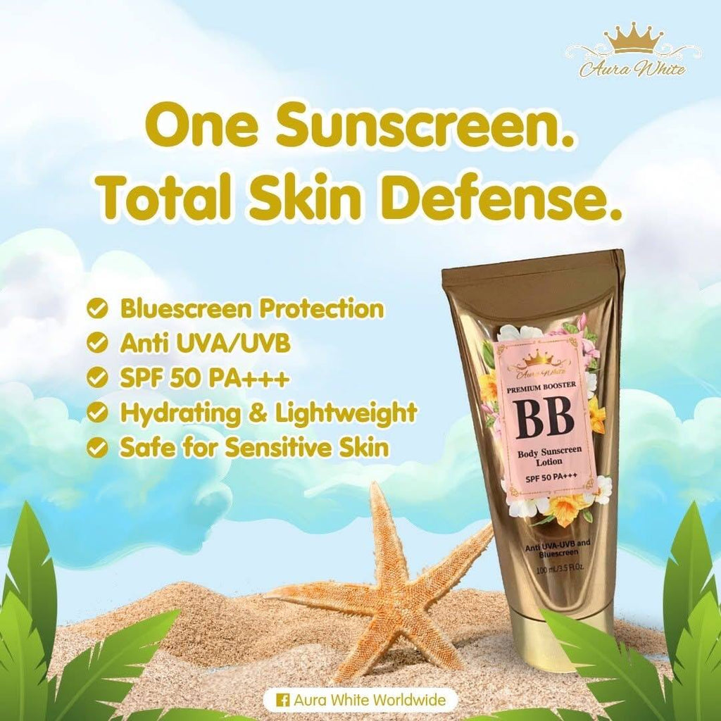 AURA WHITE PREMIUM BOOSTER BB Body Sunscreen Lotion 100 ML
