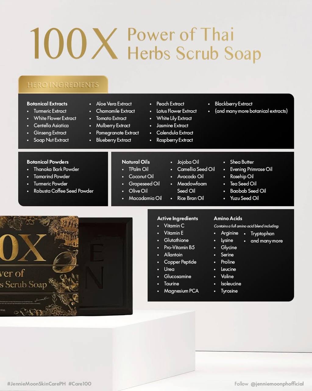 JENNIE MOON- 90X Power of Moonlight Soap & 100x Power of Thai Herbs Scrub Soap