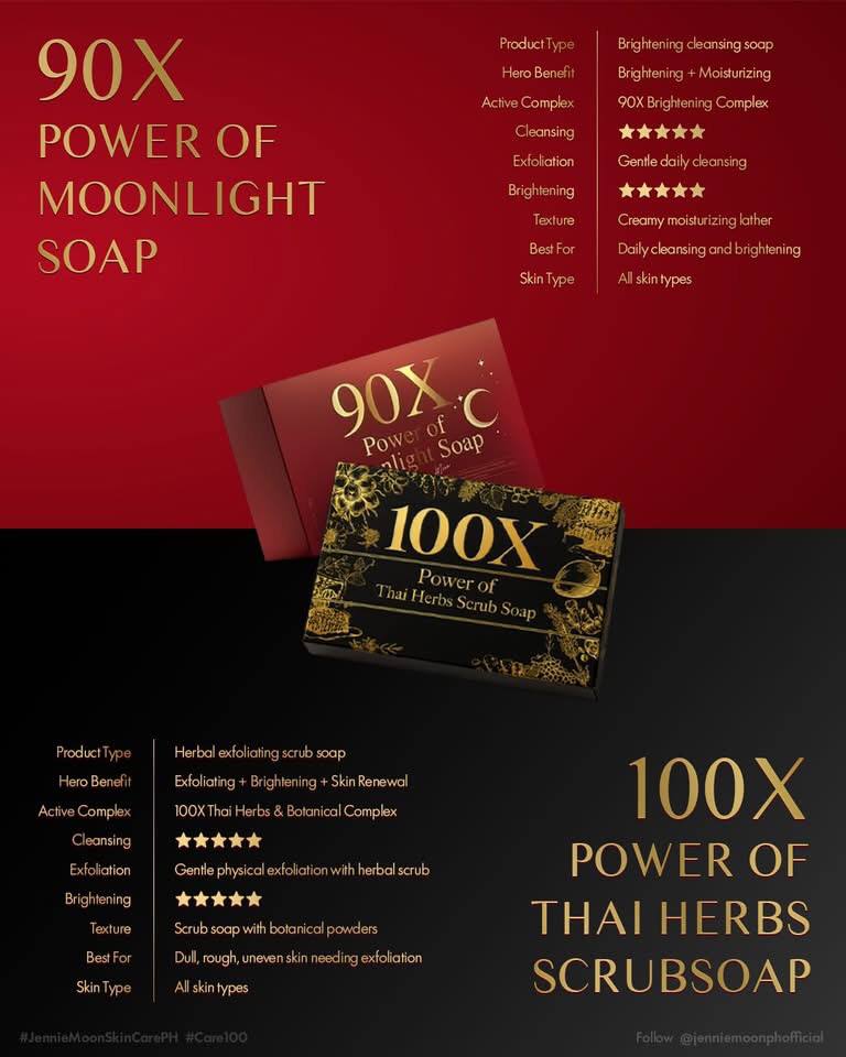 JENNIE MOON- 90X Power of Moonlight Soap & 100x Power of Thai Herbs Scrub Soap