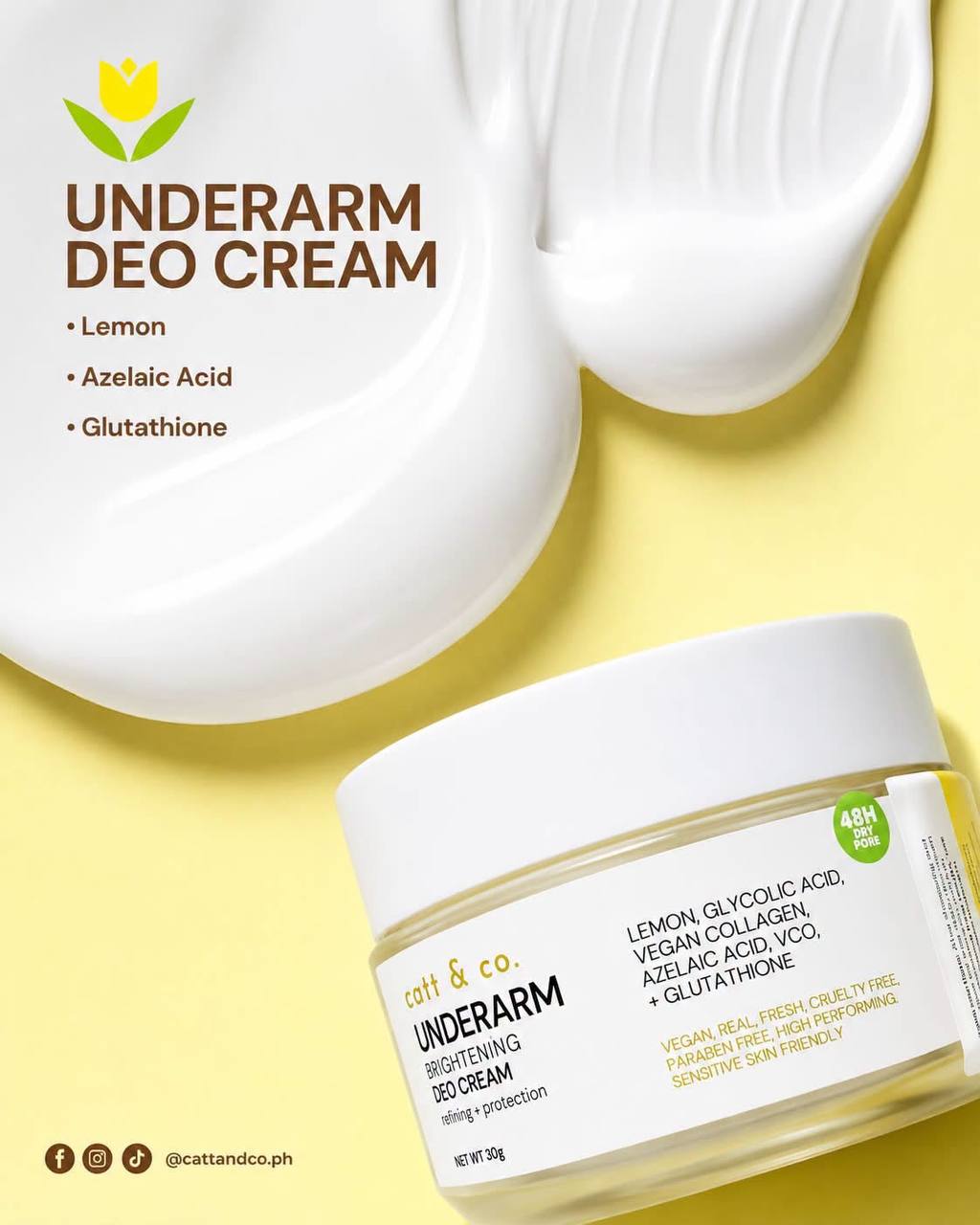Catt & Co. Brightening Underarm Deo Cream 30g