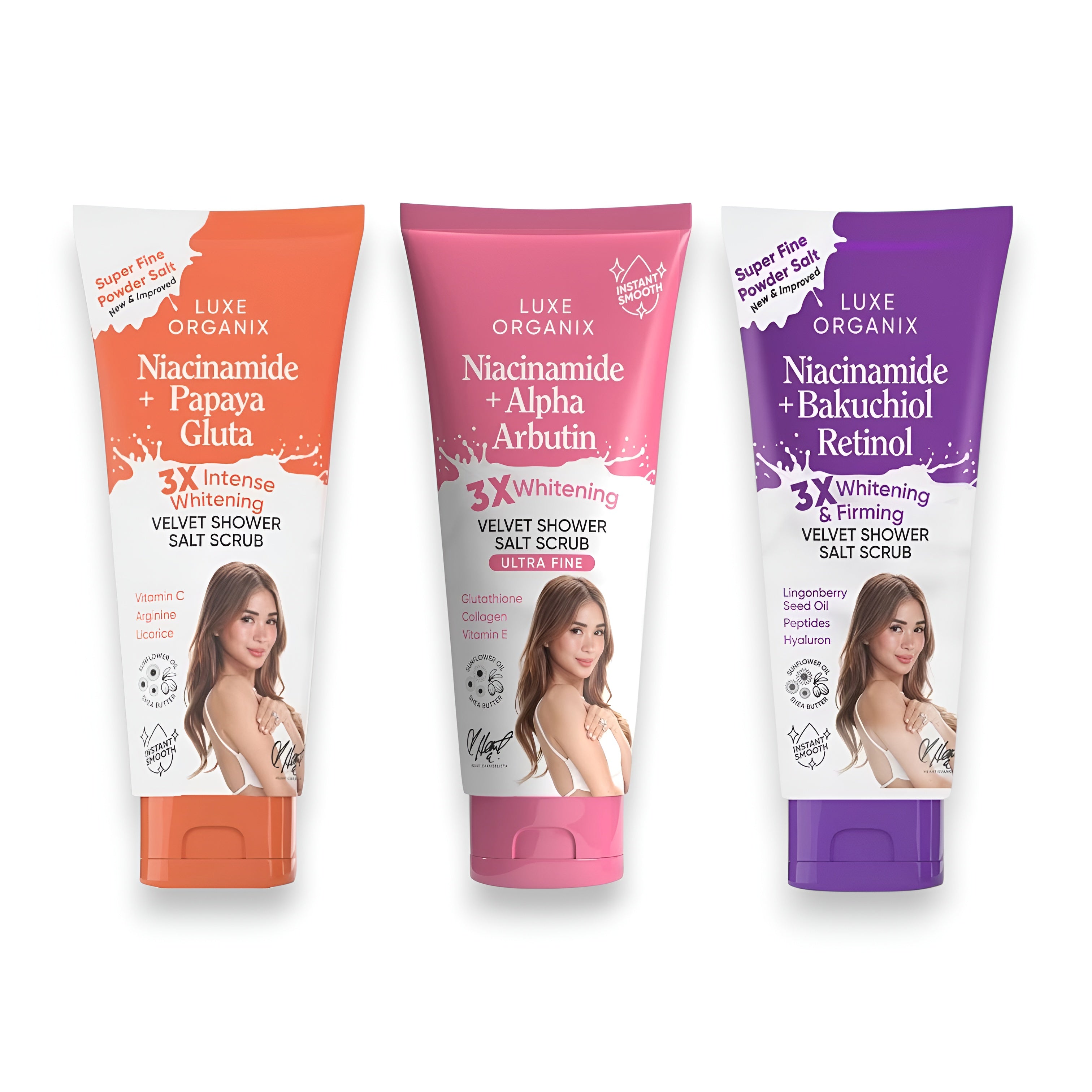LUXE ORGANIX Velvet Shower Salt Scrub Ultra Fine 320g