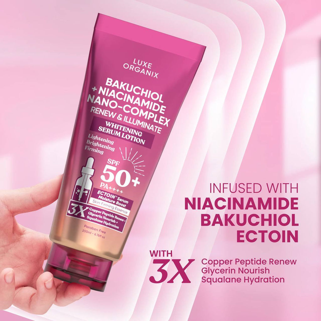 LUXE ORGANIX Bakuchiol + Niacinamide Nano-Complex Serum Lotion SPF 50 200ml