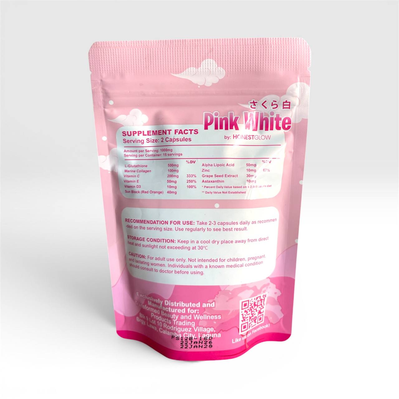 HONEST GLOW Transformed Skin Pink White Capsule