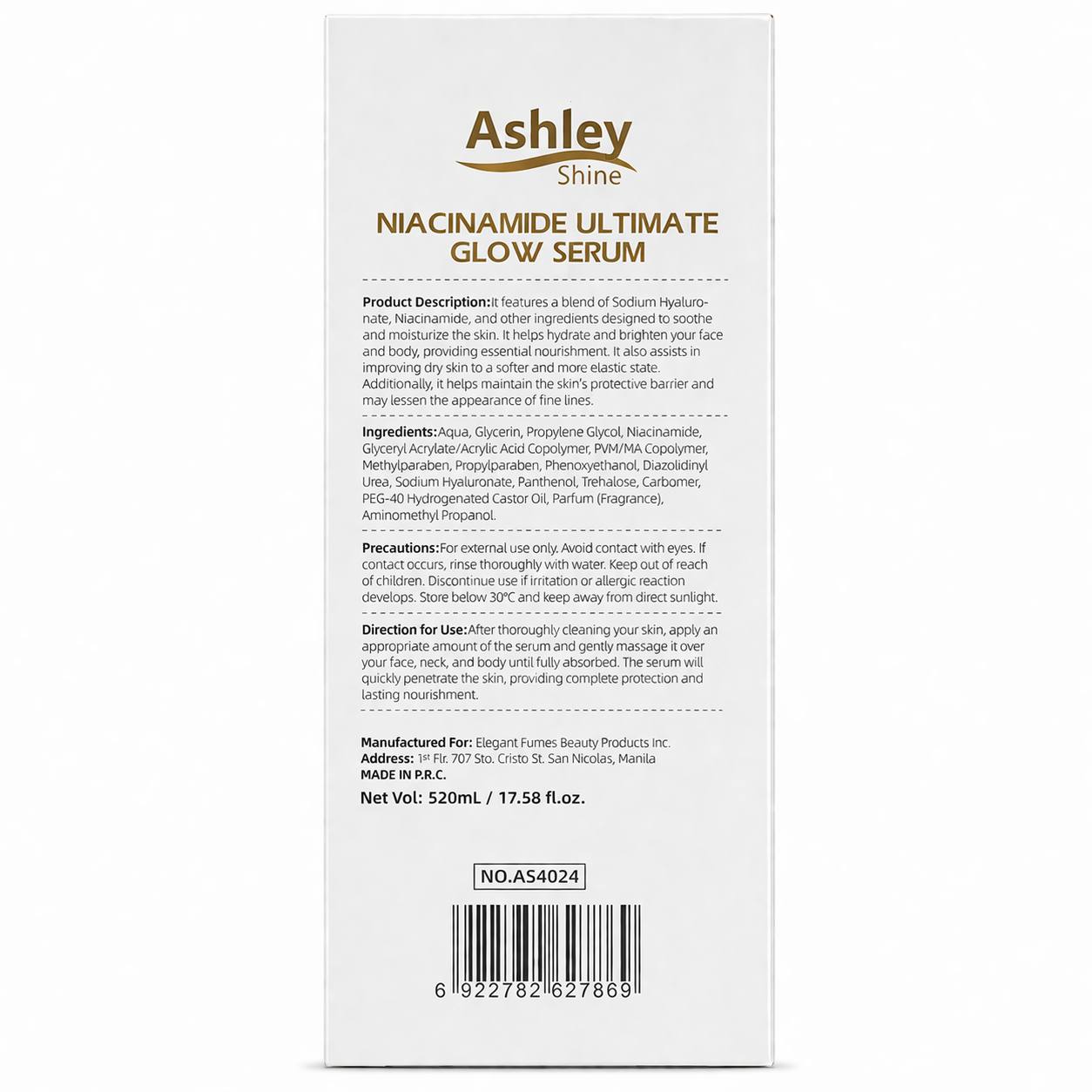 ASHLEY SHINE  NIACINAMIDE Pure Serum 520ml