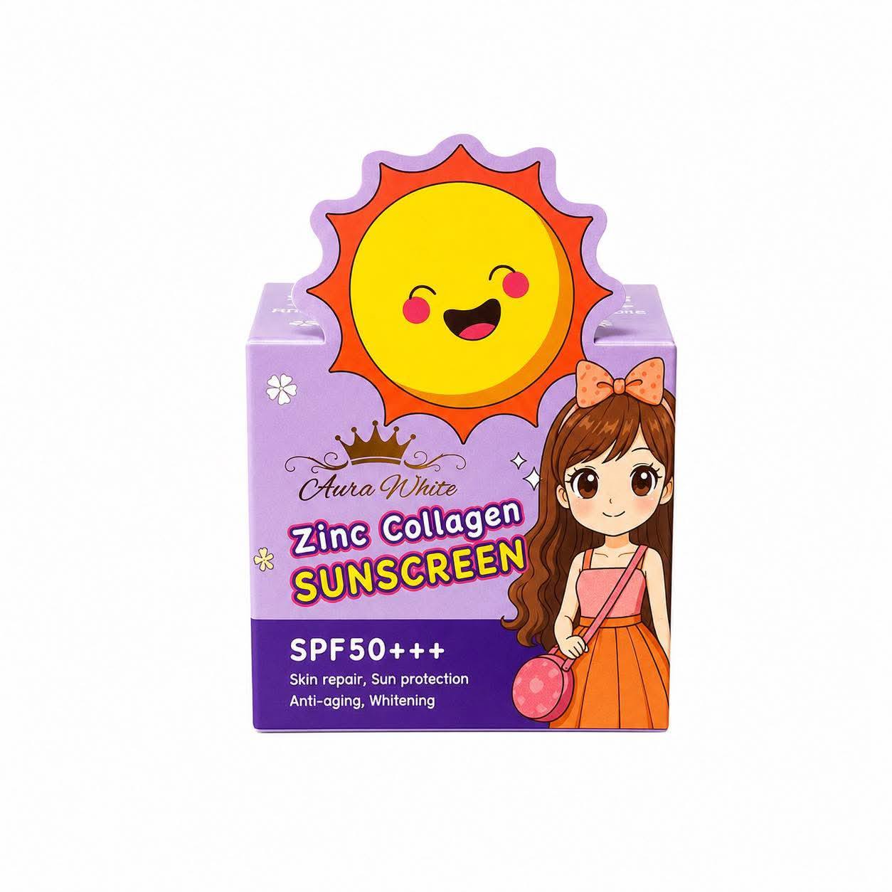AURA WHITE Zinc Collagen Sunscreen SPF50+++