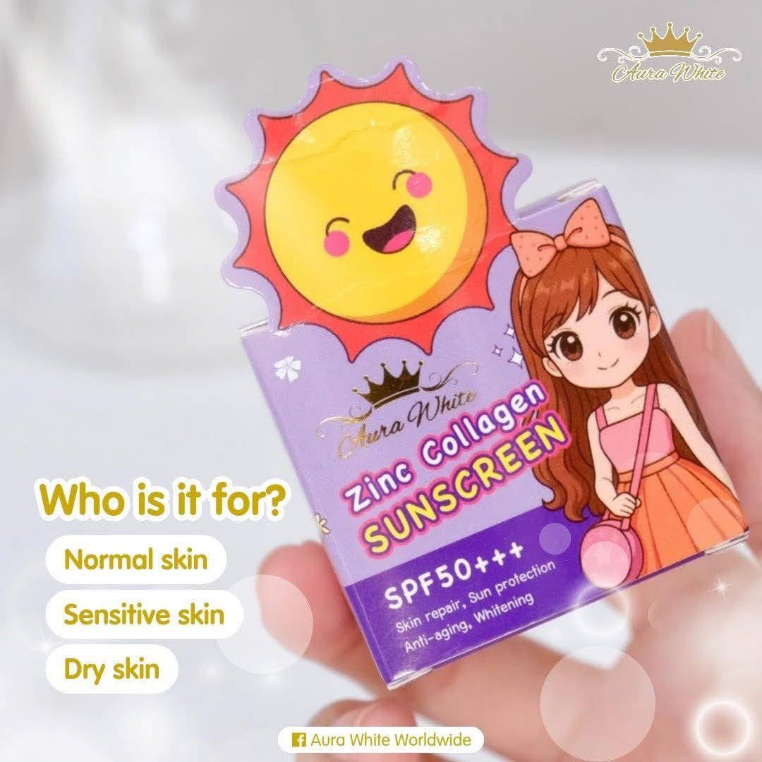 AURA WHITE Zinc Collagen Sunscreen SPF50+++