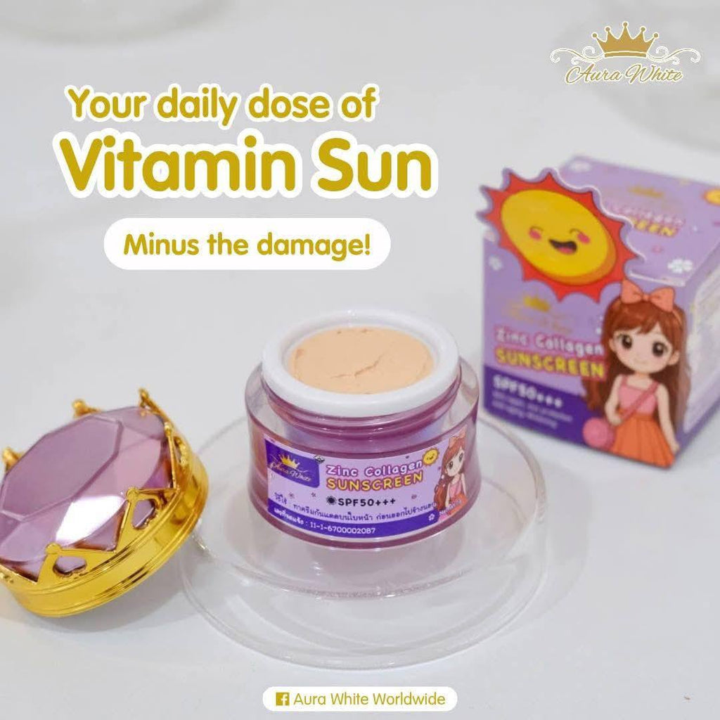 AURA WHITE Zinc Collagen Sunscreen SPF50+++